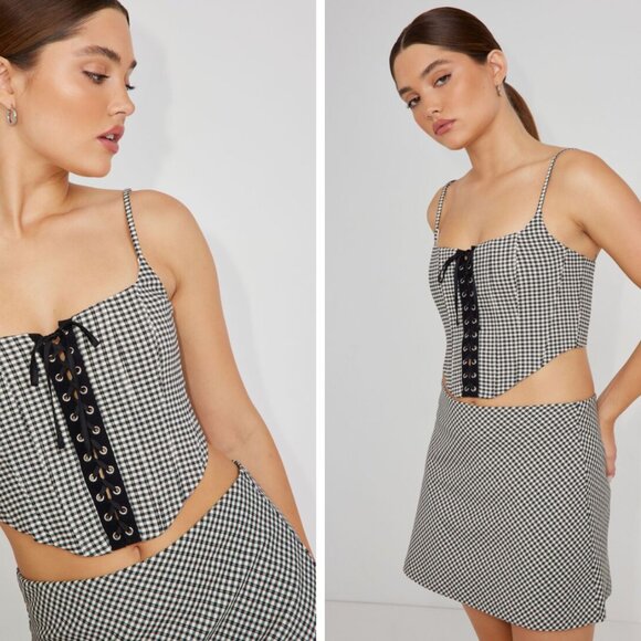 *Garage Alice Lace Up Black and White Bustier NWT - Picture 1 of 10